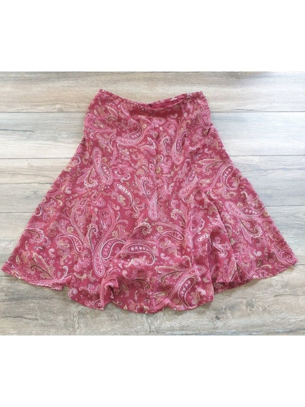 Rena Rowan Womens Pink Paisley A Line Skirt Fully Lined Polyester Size 12 Zipper